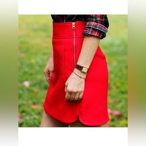 J. Crew Red Skater Mini Skirt